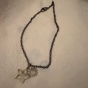 Sterling silver Elegant silver stone stars Pendant Necklace NEW.